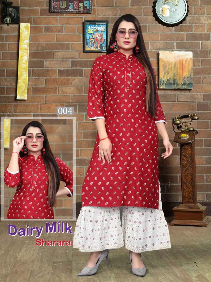 Aagya Dairy Milk Sharara 5 Kurti With Plazo Collection